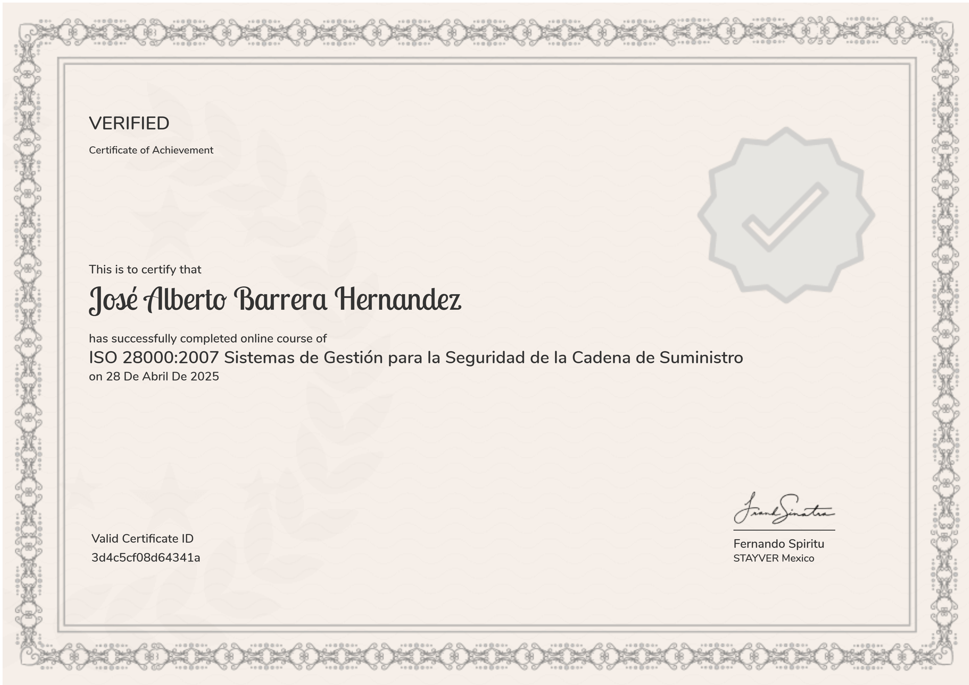 ISO 28000:2007 Sistemas de Gestión para la Seguridad de la Cadena de Suministro