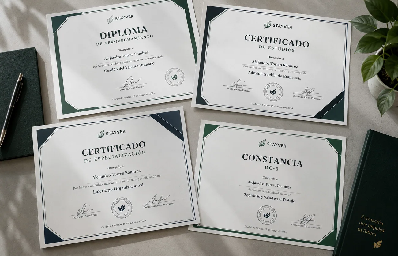 Certificados y diplomas STAYVER